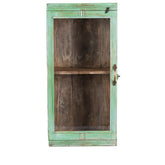 Indian Hand Carved Glass Door Solid Wood Small Cabinet D22